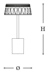 Dimensions of the Ester Opera Italamp Table Lamp
